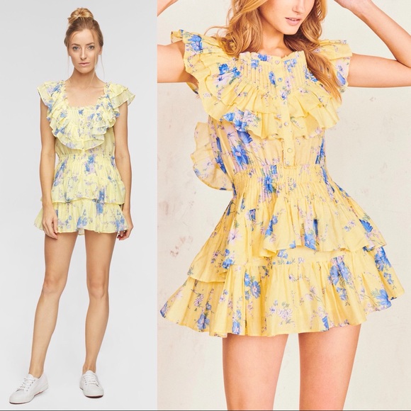 LoveShackFancy Fatima Mini Dress, Sunshine Garden - Picture 8 of 12